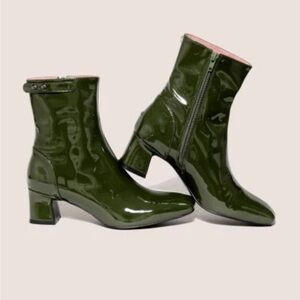 Gini and Albert Wyn Boot Martini Green Patent Leather Ankle Boots 38